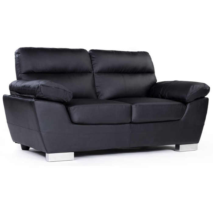 Canapé fixe en cuir reconstitué et PVC "Dallas" - 169 x 88 x 90 cm - 2 places - Noir