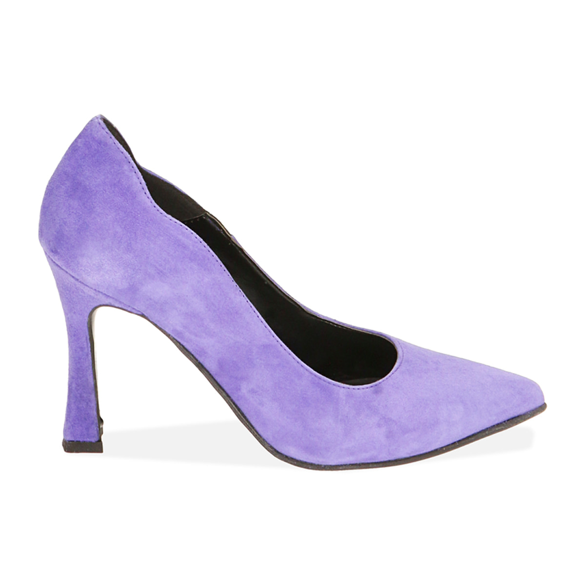 Décolleté viola in camoscio, tacco 10 cm