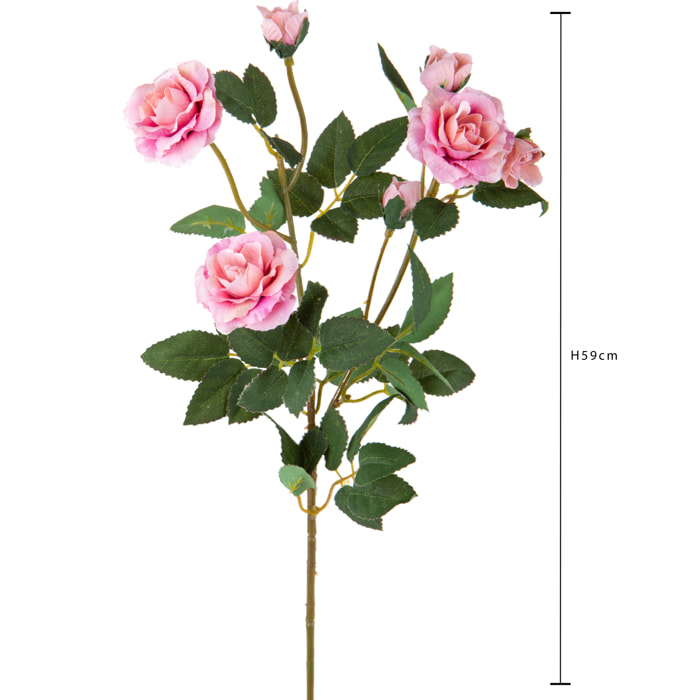 Rosaselvatica. Altezza 59 Cm - Pezzi 6 - 18X59X13cm - Colore: Rosa - Bianchi Dino - Fiori Artificiali