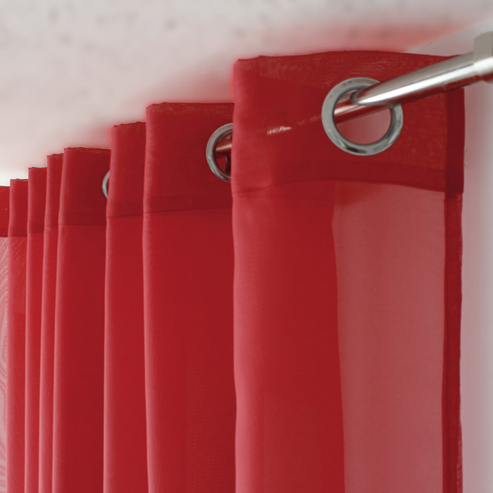 Voilage à œillets uni - Rouge