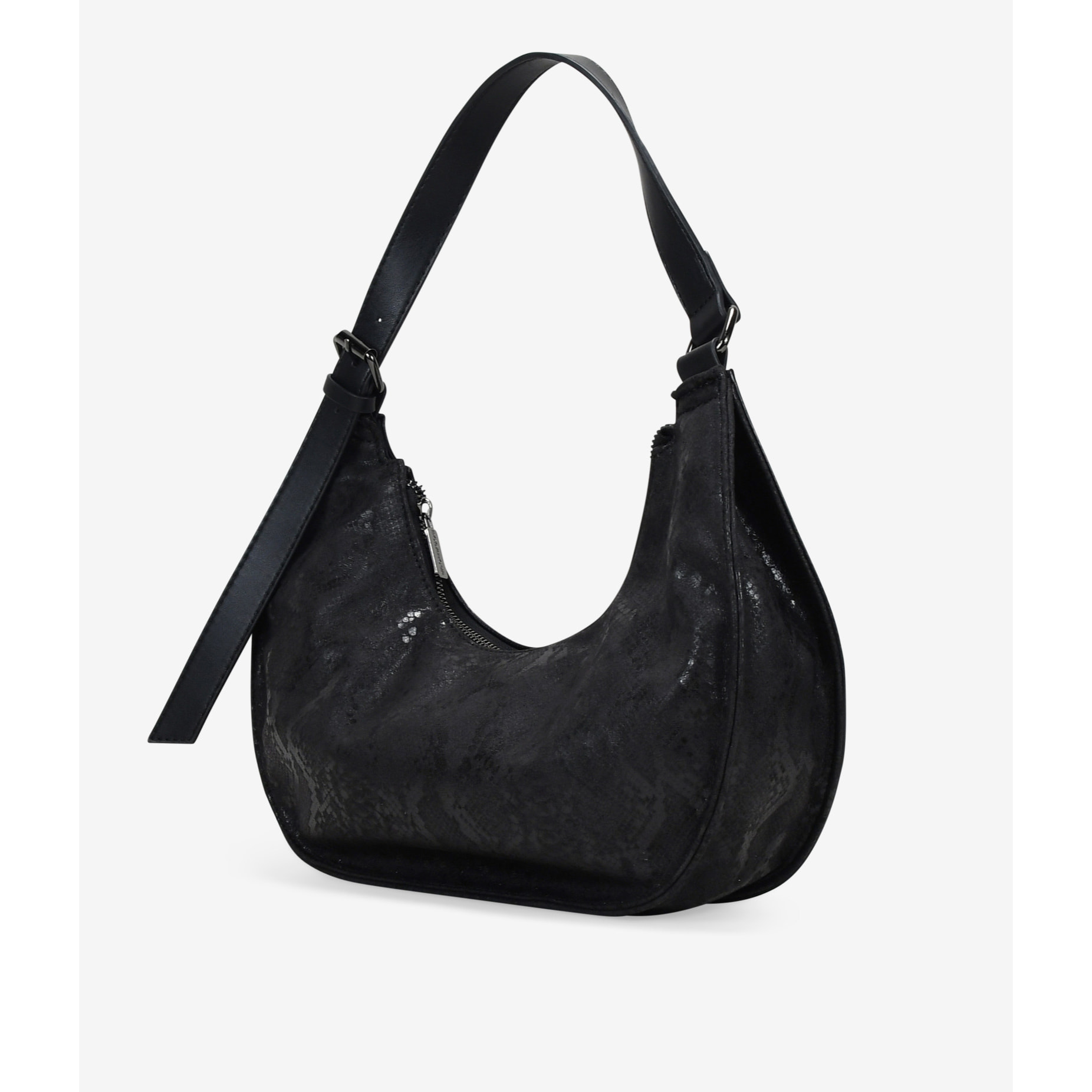 Bolso de hombro negro con cremallera