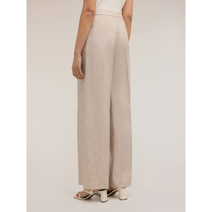 Motivi - Pantalones palazzo de lino - Beige