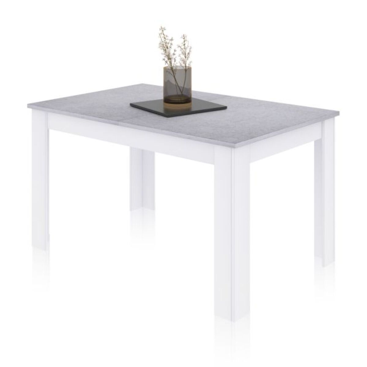 Mesa de comedor extensible Danna 140 Blanco Artik (Blanco Mate) - Gris Cemento