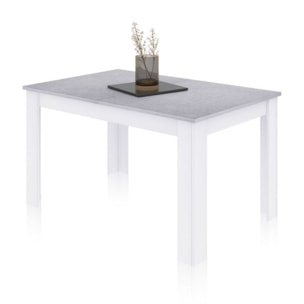 Mesa de comedor extensible Danna 140 Blanco Artik (Blanco Mate) - Gris Cemento