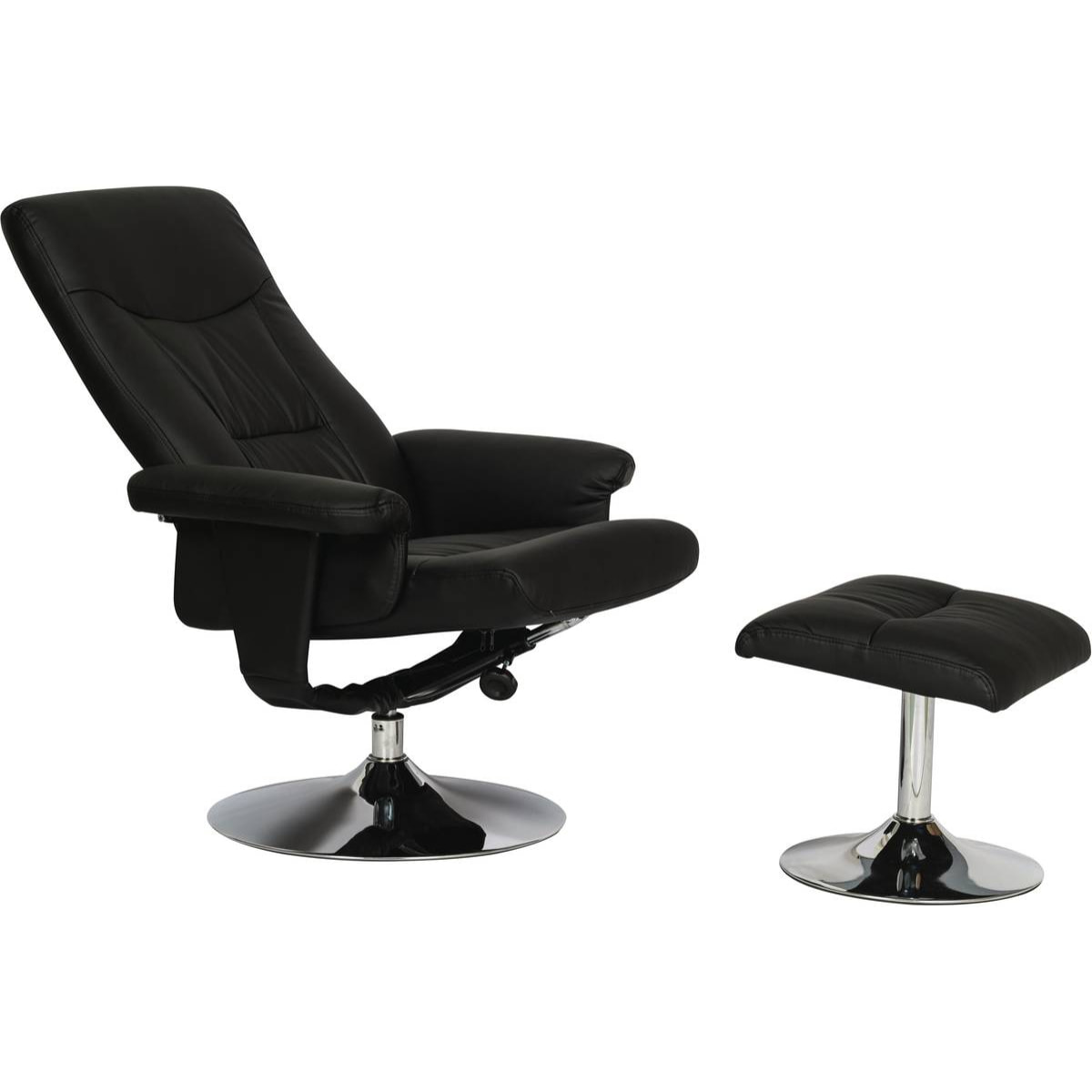 Fauteuil relax + repose-pieds "Louis" - 1 place - Noir