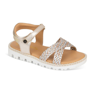 Sandalia Sport Piel Natural. Velcro/Trenza