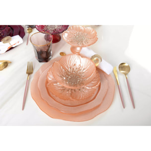 Lot de 6 Assiette à dessert fleur saumon