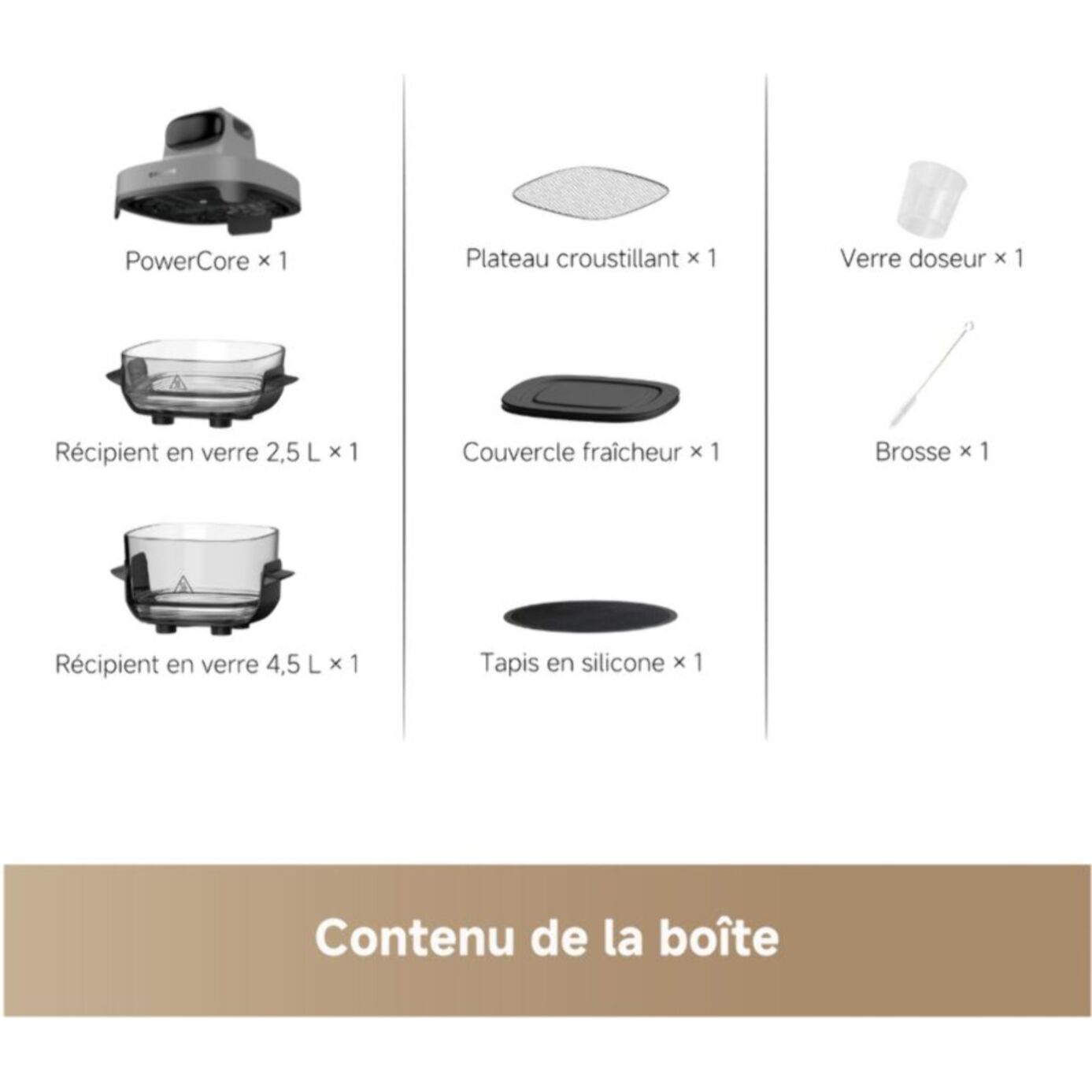 Friteuse sans huile DREAME Tasti™,Gris, 5 en 1, 2 récipients: 2,5L et 4,5L, 1500W