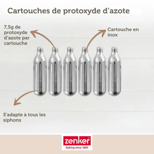 Lot de 18 cartouches de protoxyde d'azote pour siphon à Chantilly Zenker Smart Pastry