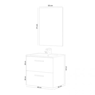 Mueble de baño Aruba 60 con espejo Roble Alaska