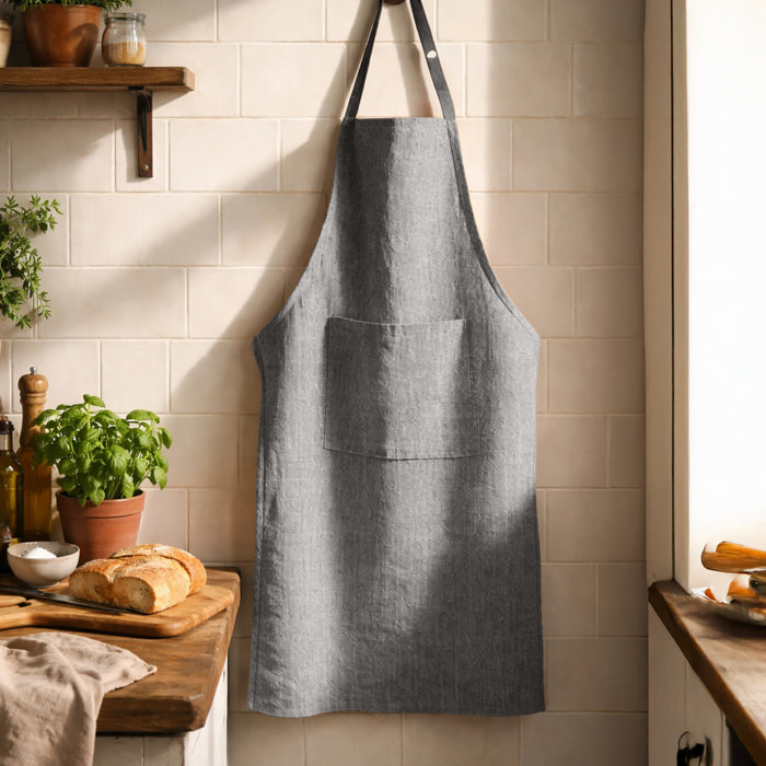 Tablier coton classique fil flamme carbone