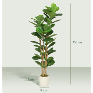 Arbre artificiel plante artificiel figuier lyre H.1,5 m vrais troncs 71 feuilles grand réalisme