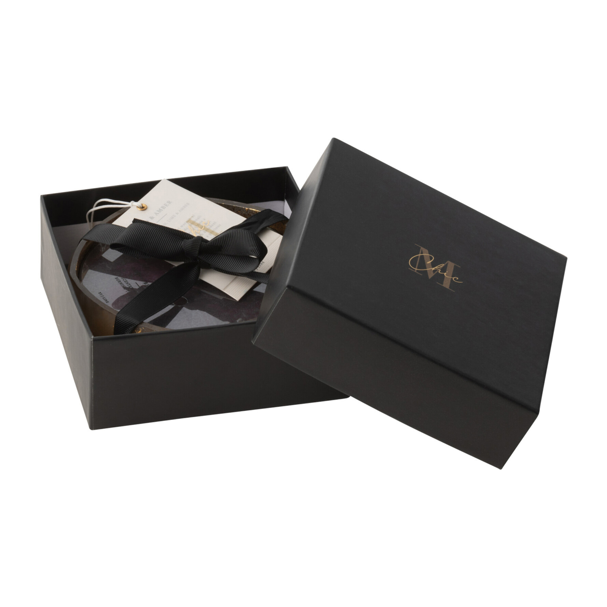 J-Line bougie parfumée M-Chic - Oud & Amber - verre - or/noir - small - 5H