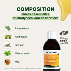 Pranarom - Sirop gorge BIO au miel et Ravintsara - Bio - 150 ml