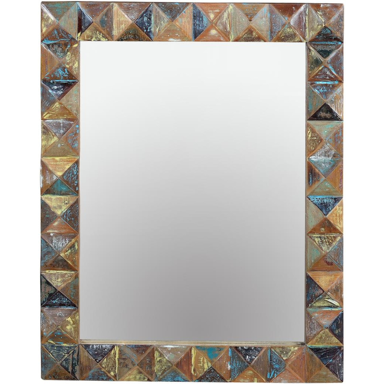 Espejo de Madera Reciclada, Trasera en Mdf 80 Cm Estilo Industrial Moderno