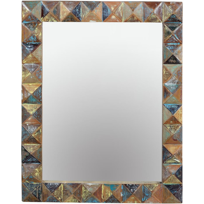 Espejo de Madera Reciclada, Trasera en Mdf 80 Cm Estilo Industrial Moderno
