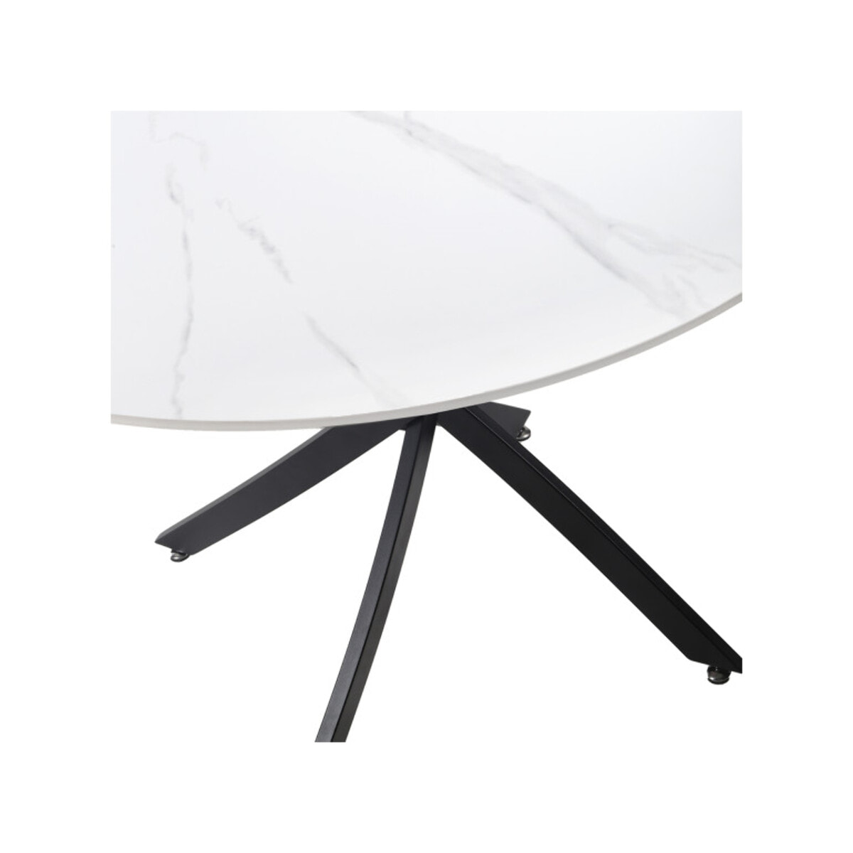 Table ronde en céramique pleine masse blanc marbré D100 cm - STONE 2