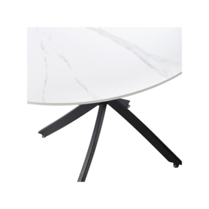 Table ronde en céramique pleine masse blanc marbré D100 cm - STONE 2