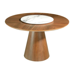 Mesa de Angel Cerda de nogal y porcelanito 135x135x75cm