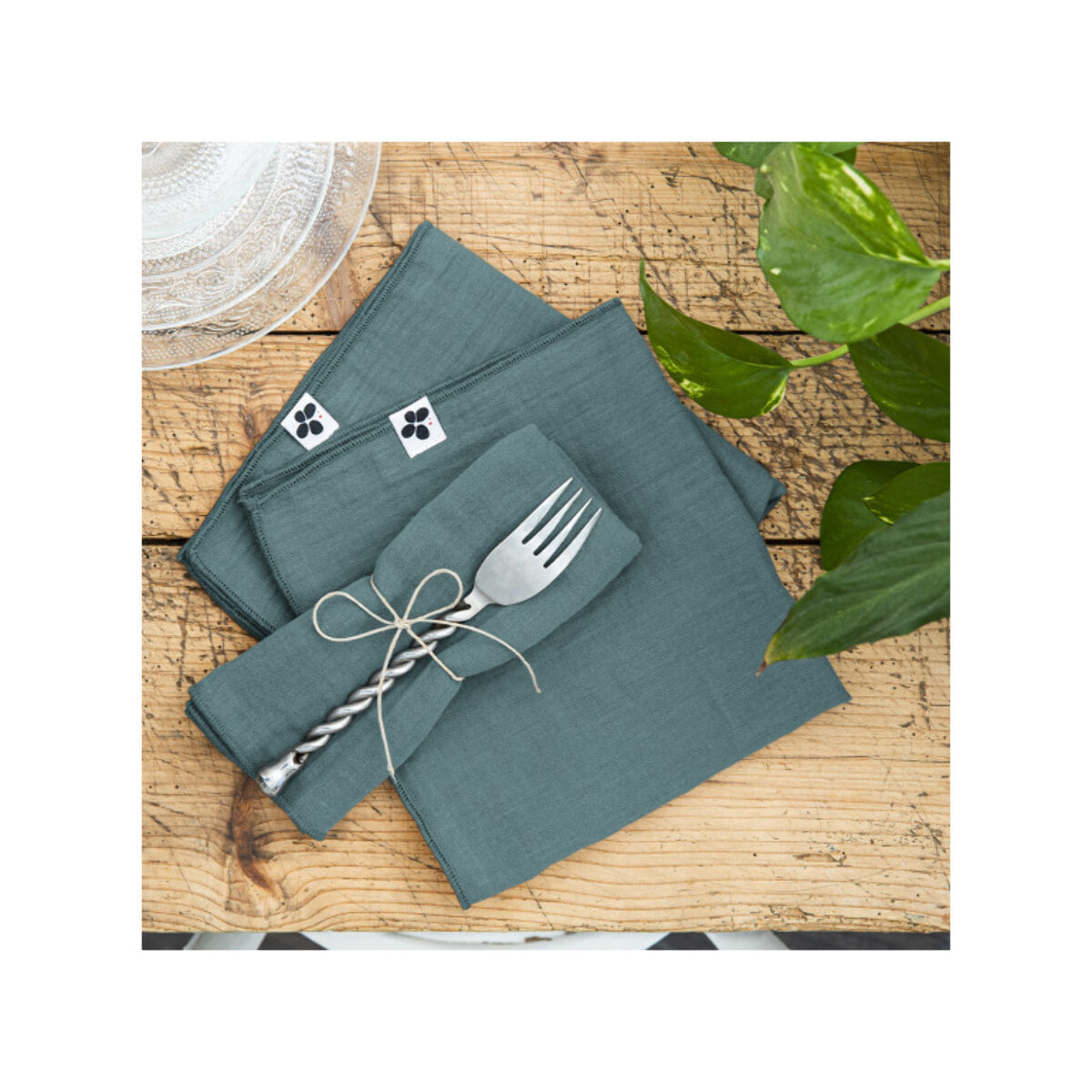 Lot de 3 serviettes 40x40 cm en gaze de coton - GAIA