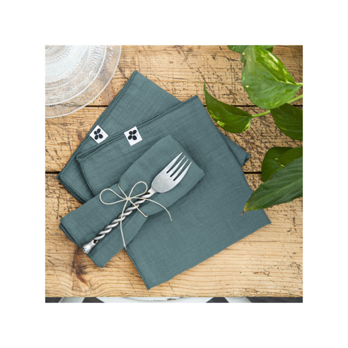 Lot de 3 serviettes 40x40 cm en gaze de coton - GAIA