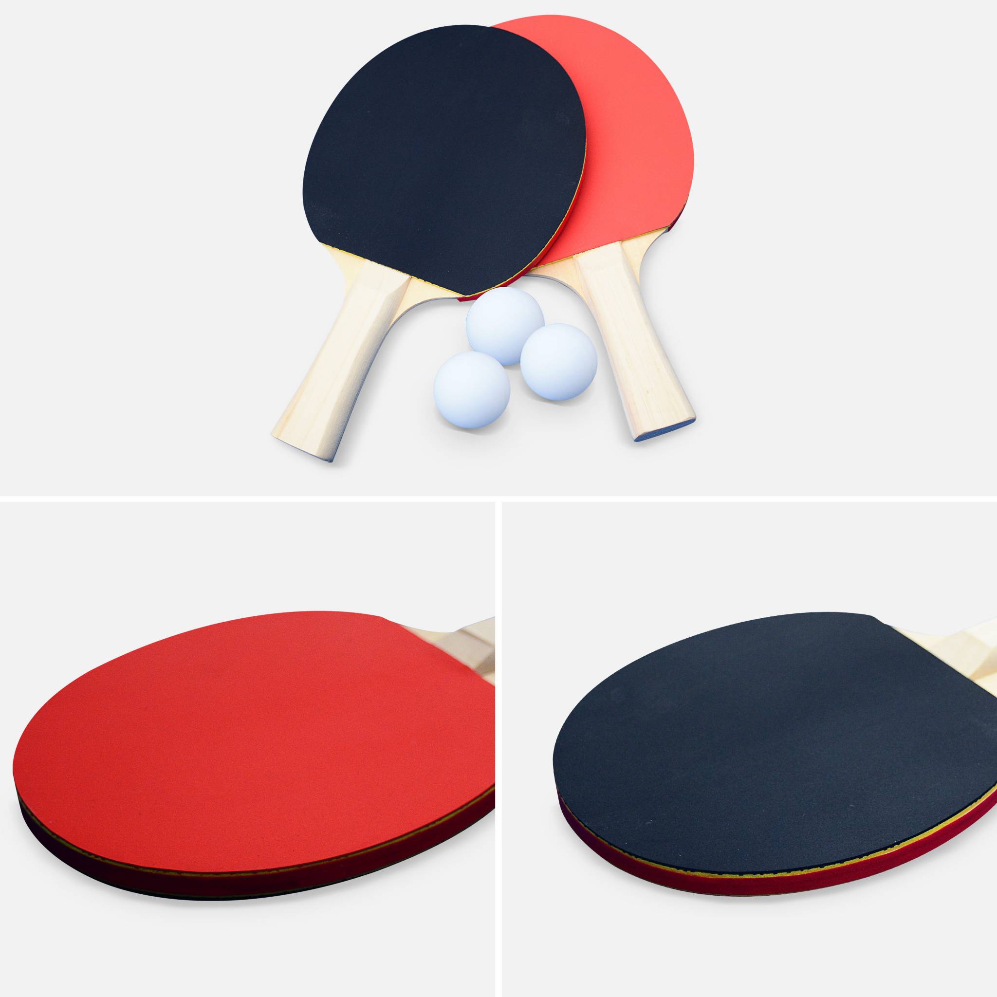 Table de ping pong intérieure pliante avec 4 raquettes et 6 balles TABLE DE PING PONG INTÉRIEURE PLIANTE + RAQUETTES