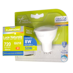 OMEGA Set 6 pezzi faretto led gu10 8w 720lm 4000k GU10