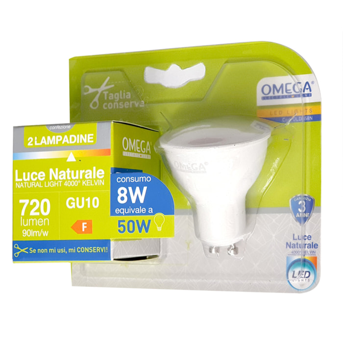 OMEGA Set 6 pezzi faretto led gu10 8w 720lm 4000k GU10