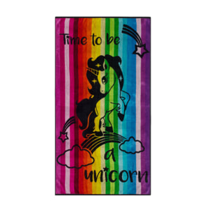 Telo Mare Spugna Jacquard Spiaggia Disegno Unicorno