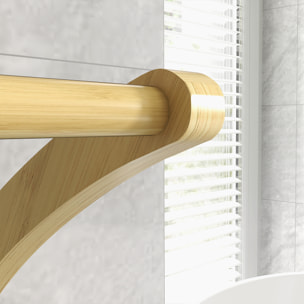 Porte-serviettes style cosy bambou verni 3 barres étagère sol H.84 cm