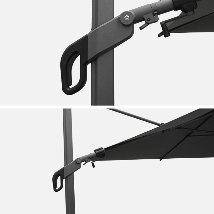 Parasol déporté ETRETAT carré 3x3m gris