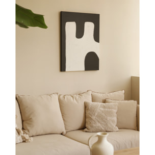 Tableau noir et blanc décoratif sur coton avec cadre en bois peint à la main à la peinture à l'huile en différentes tailles