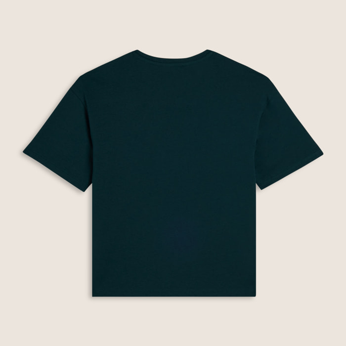 T-shirt cropped con spacchi laterali e stampa tagliata