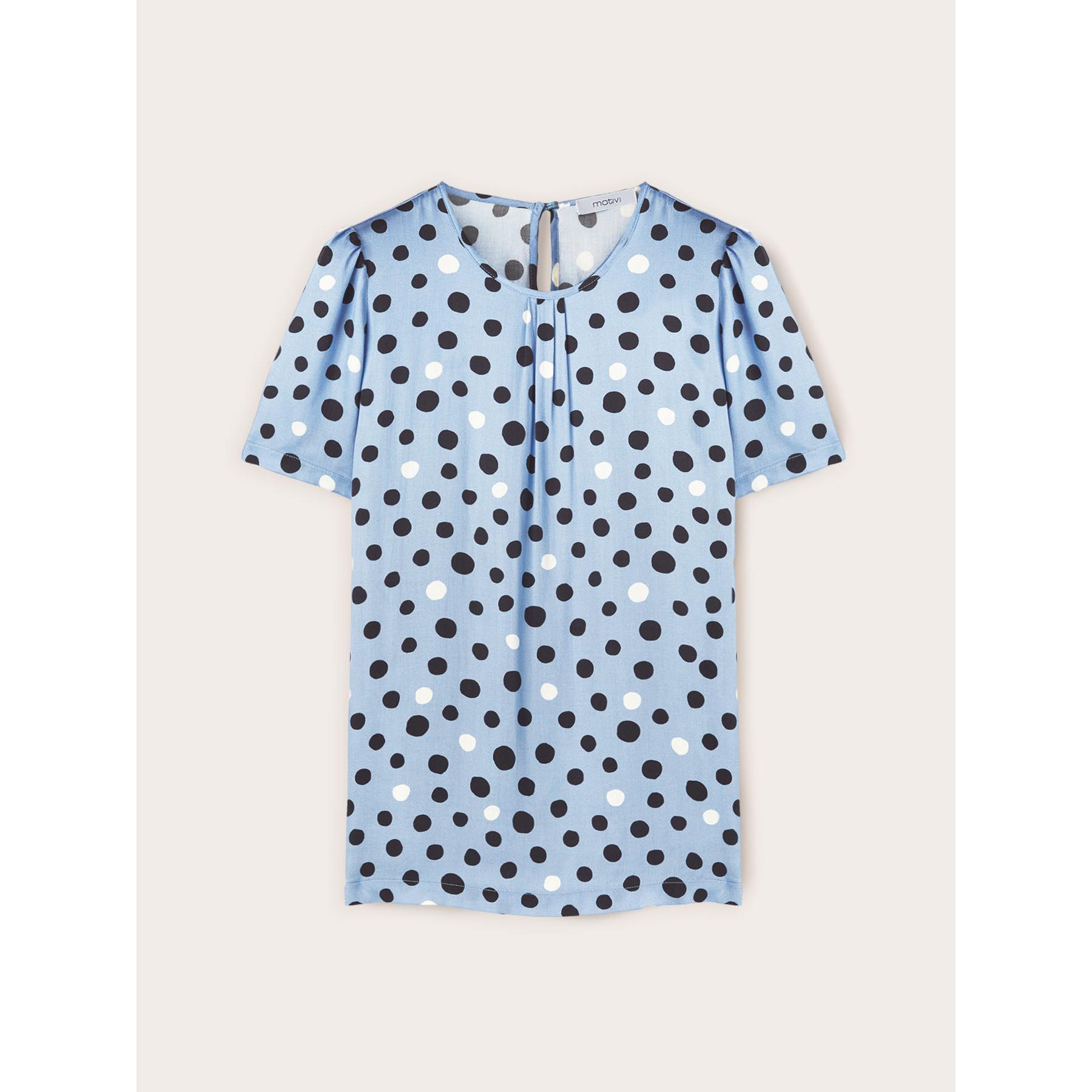 Motivi - Blusa de raso estampado de lunares - Light - blue