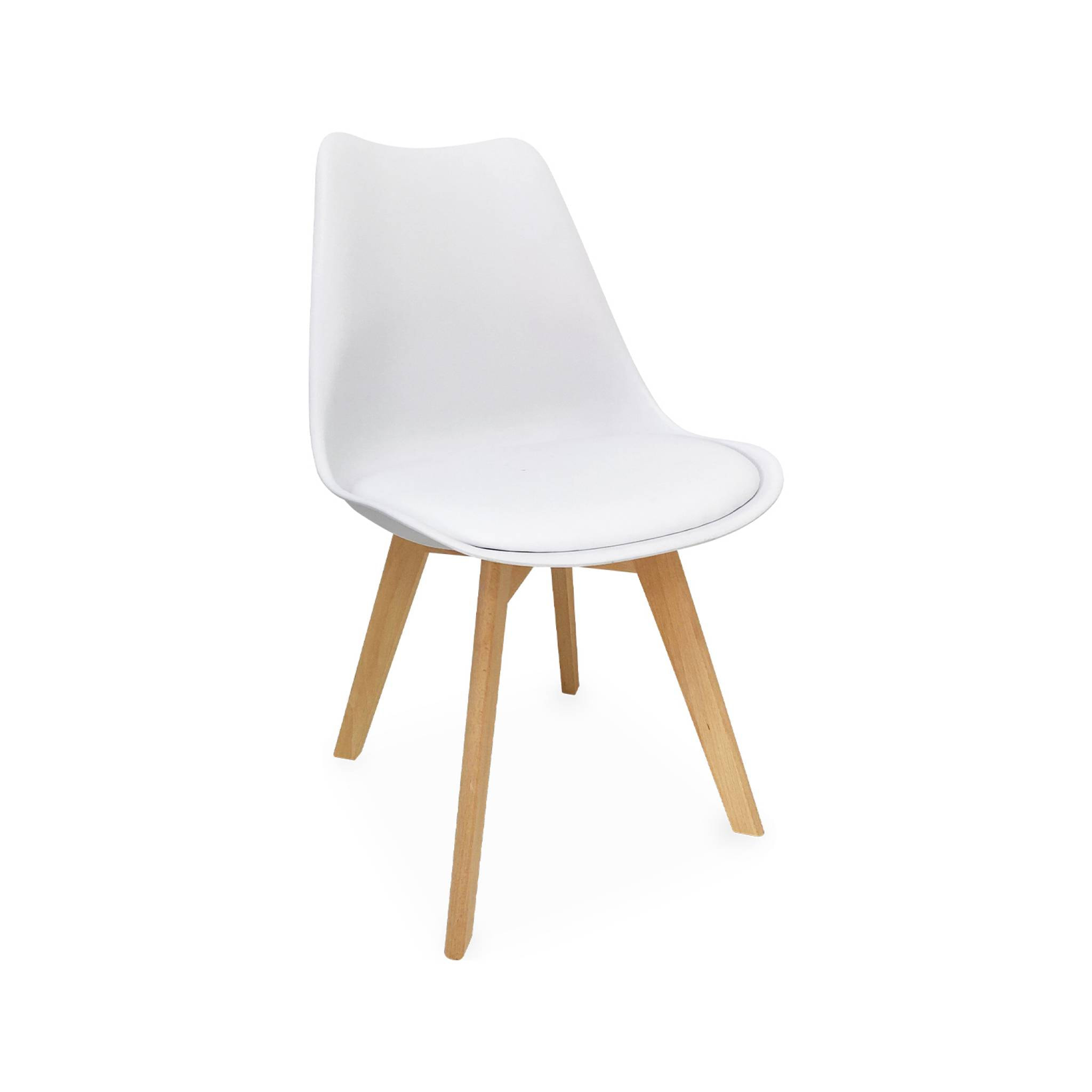 Lot de 4 chaises scandinaves. pieds bois de hêtre. chaises 1 place. blancs