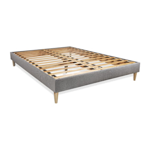 Ensemble Matelas Sommier 140x190 cm - Sommier Gris (en kit) - Vingt-Six PLUS