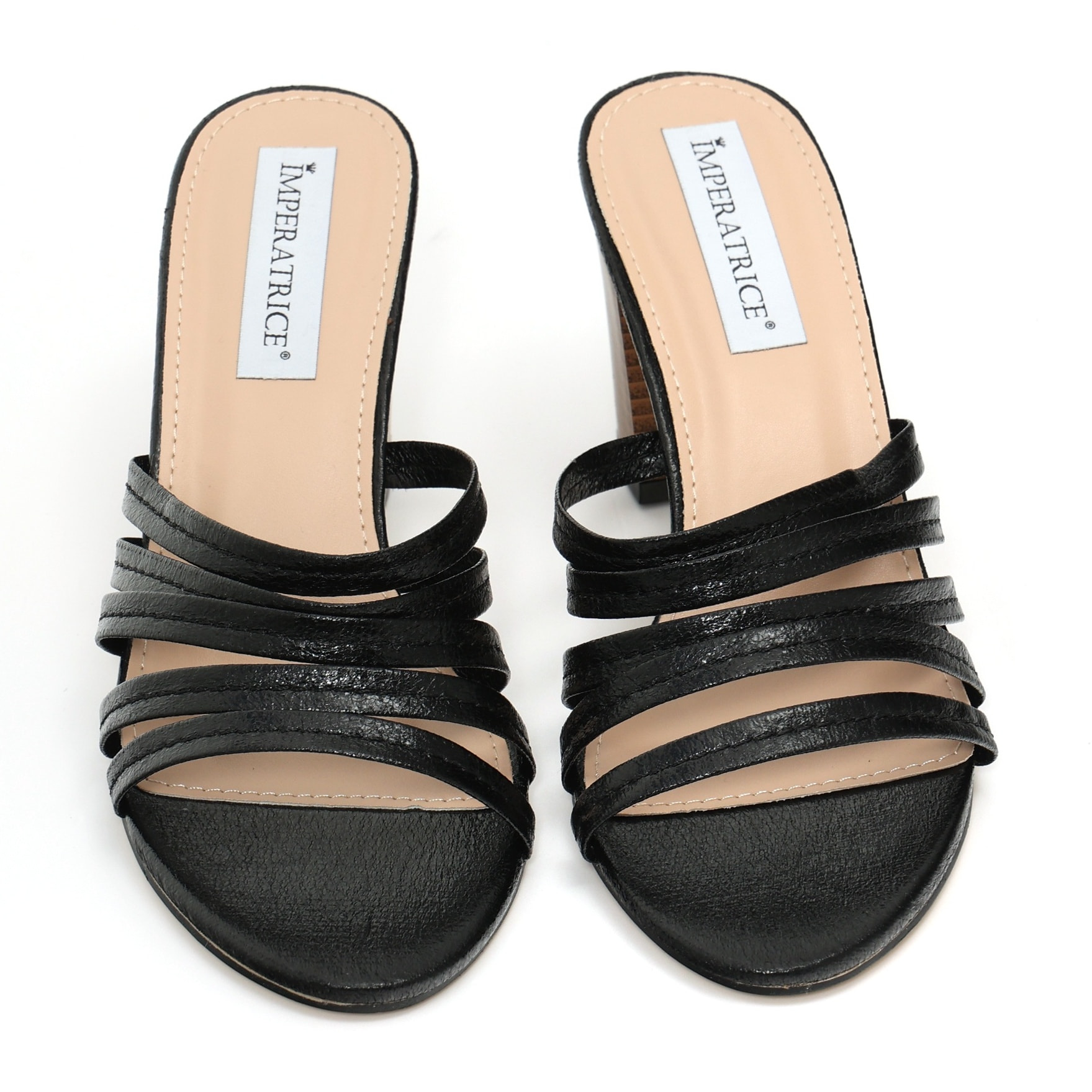 Sandali in simil pelle laminata con tacco comodo