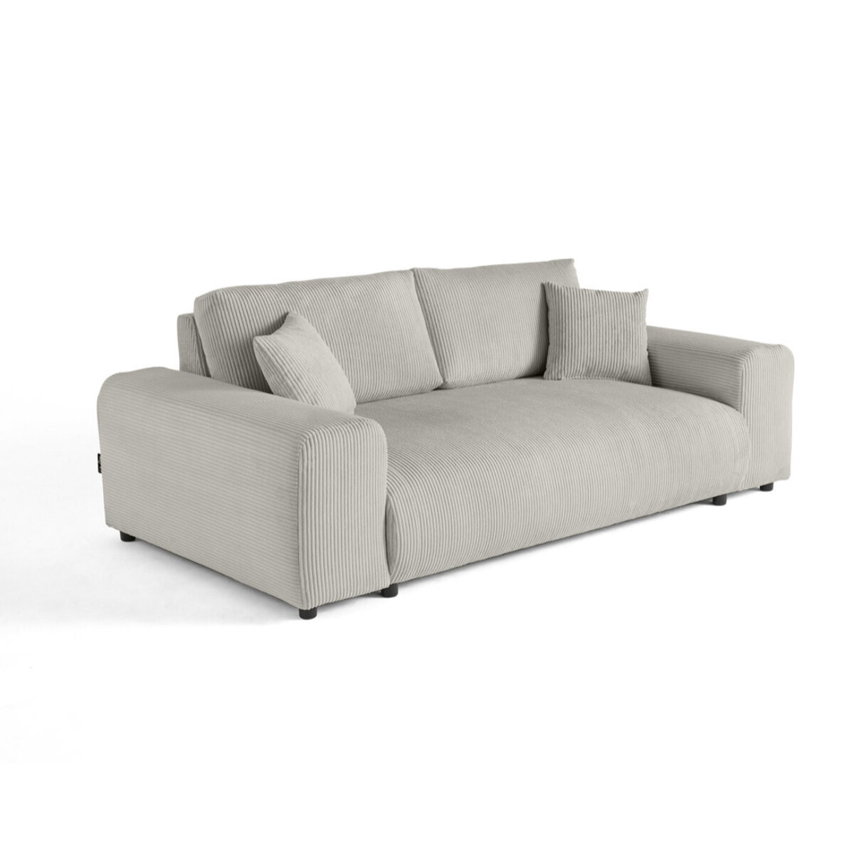 Garance - canapé droit 3 places - en velours côtelé - Gris clair