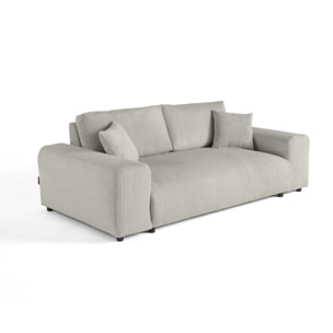 Garance - canapé droit 3 places - en velours côtelé - Gris clair