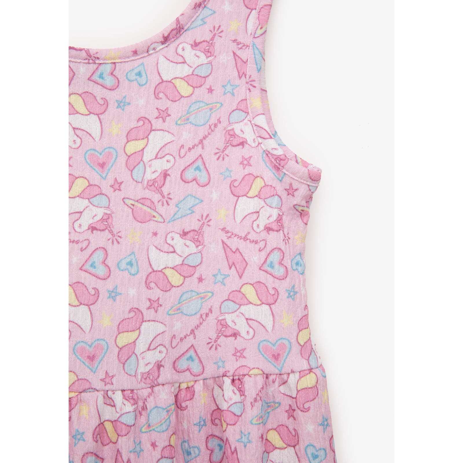Vestido Conguitos Rosa Estampado Unicornio Niña