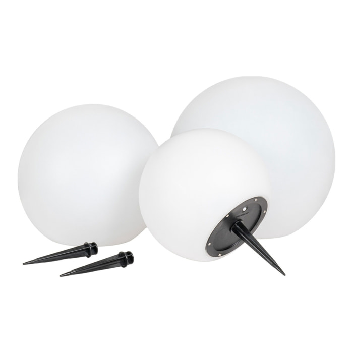 Lifton — Set 3 sfere LED solari da giardino in 3 misure, bianche, IP44