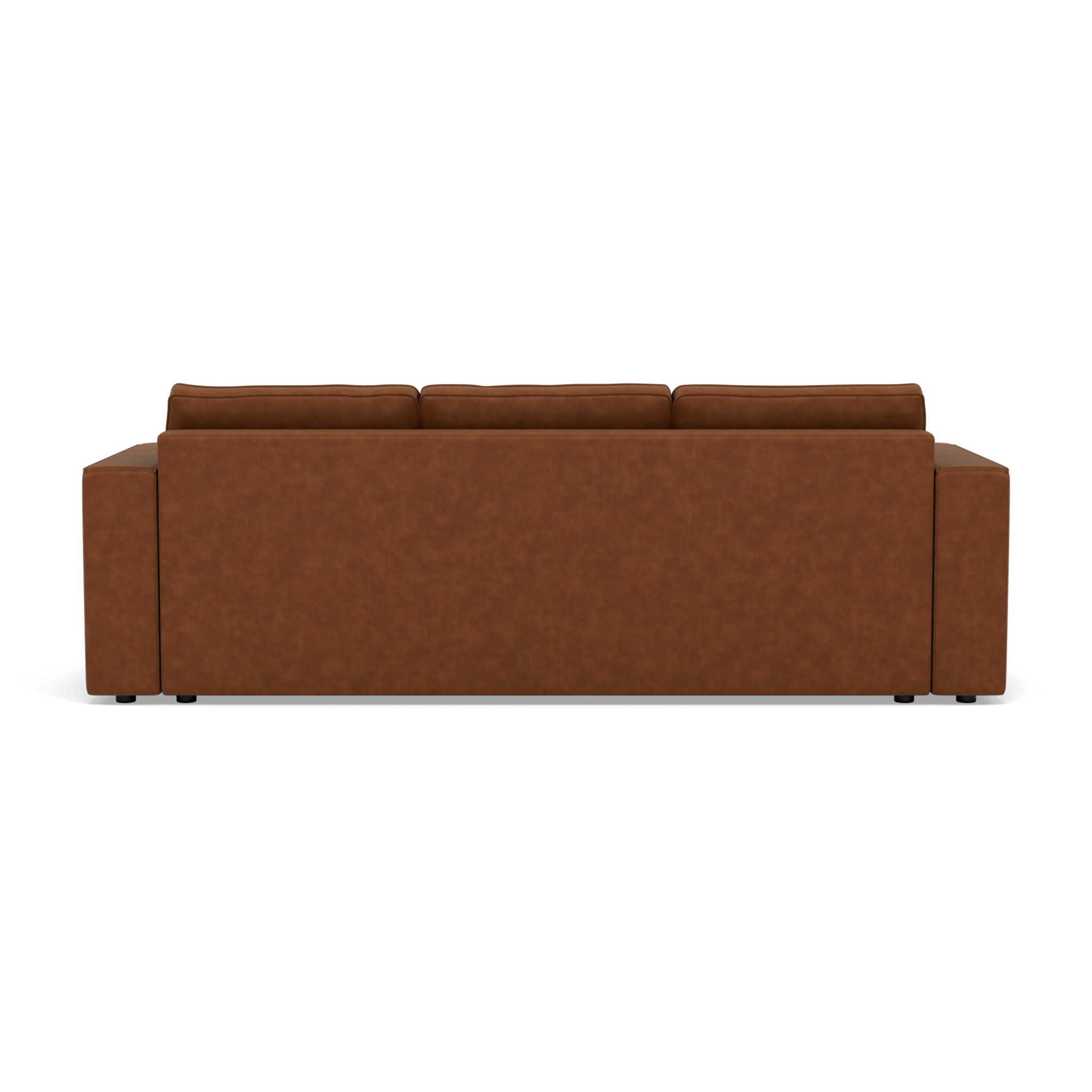 Topaze - canapé droit 3 places convertible avec coffre en simili - Cognac