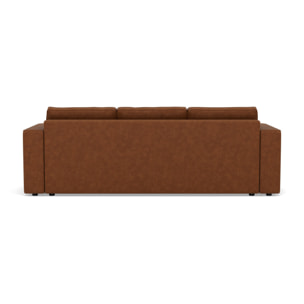 Topaze - canapé droit 3 places convertible avec coffre en simili - Cognac