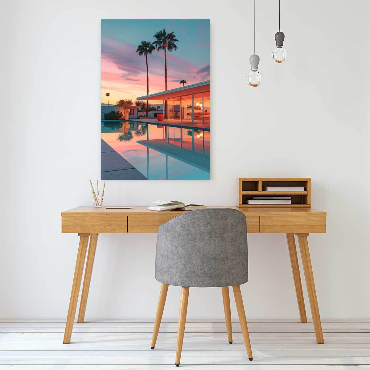 Tableau architecture maison avec piscine sur los angeles  Toile imprimée