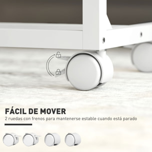 Mesa Auxiliar con Ruedas Mesa para Sofá con Altura Ajustable Superficie Inclinable y Marco de Metal para Dormitorio Salón Oficina 55x36x62,5-82,5 cm Roble