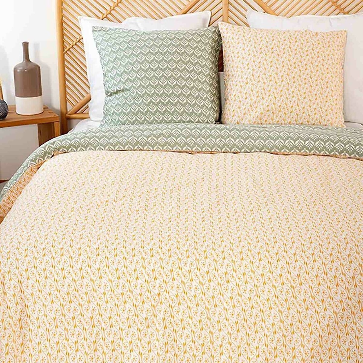 Parure Housse De Couette 3pcs 100% Satin De Coton Bio 78fils Orient