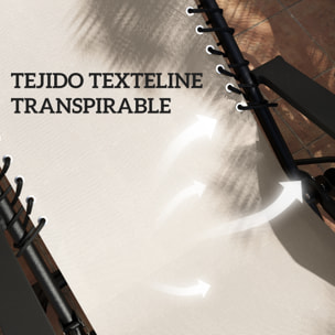 Set de 2 Tumbonas Jardín Exterior Plegables con Mesa Auxiliar Portavasos Tumbonas de Gravedad Cero con Respaldo Ajustable Reposabrazos Extraá­ble para Patio Piscina Terraza Exterior Beige