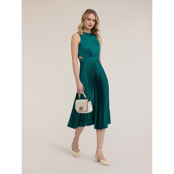Motivi - Vestido flare plisado en raso - Verde