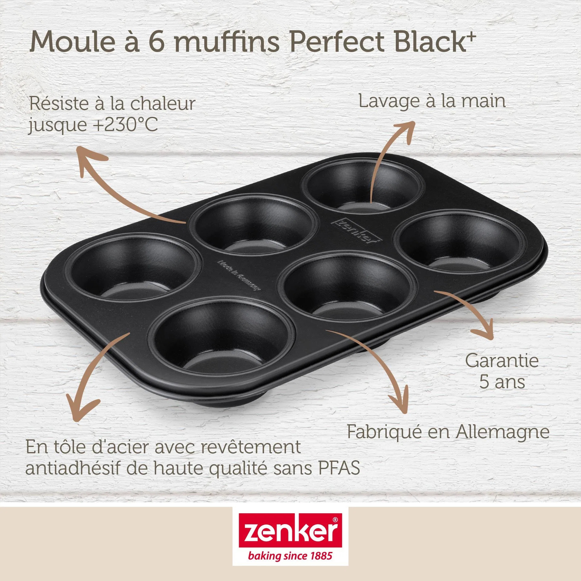 Moule à muffins 6 empreintes 28 x 19 cm Zenker Perfect Black +