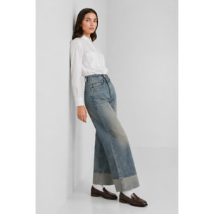 Kocca - Jeans da donna in cotone a vita alta con gamba larga Donna